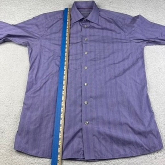 Eton Contemporary Men's Purple Plaid Dress Shirt Size 16 (41) Glen Check - Picture 7 of 7
